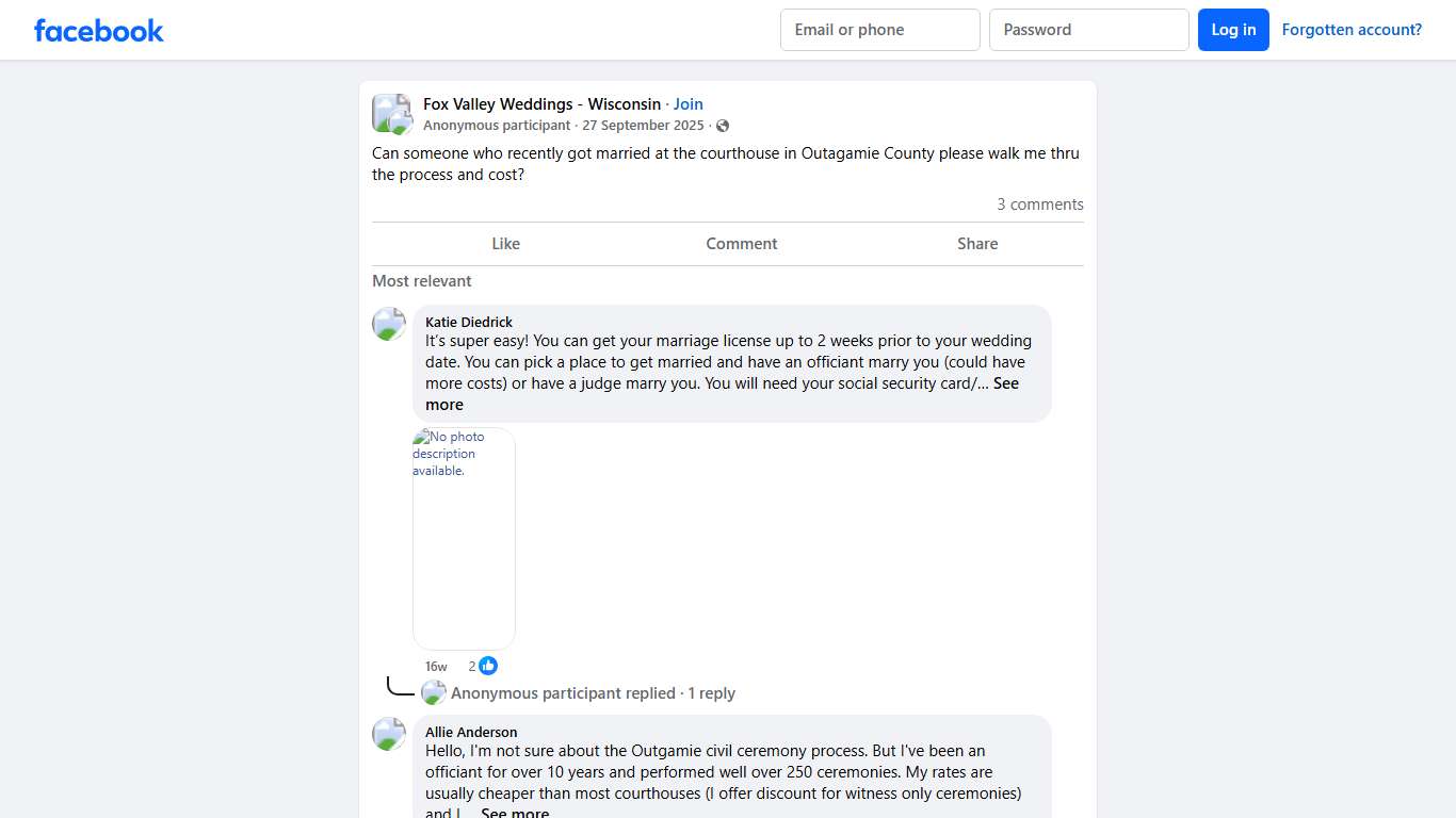 Fox Valley Weddings - Wisconsin Can someone who recently got married at the courthouse in Outagamie County please walk me thru the process and cost Facebook